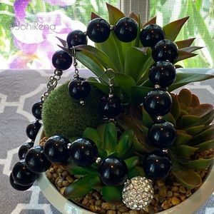 🖤 Lovely Black Rhinestone Necklace Earring Set 🖤